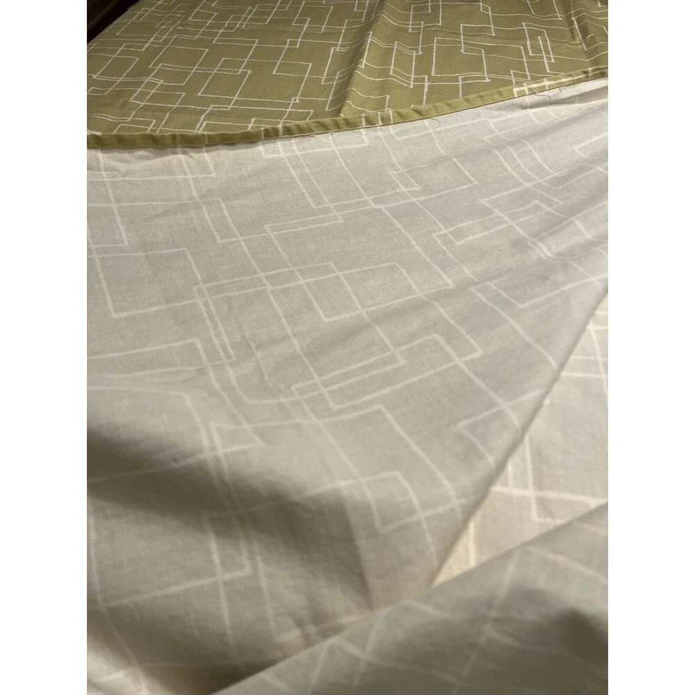 Crate and Barrel Green Geometric Shower Curtain 100% Cotton
